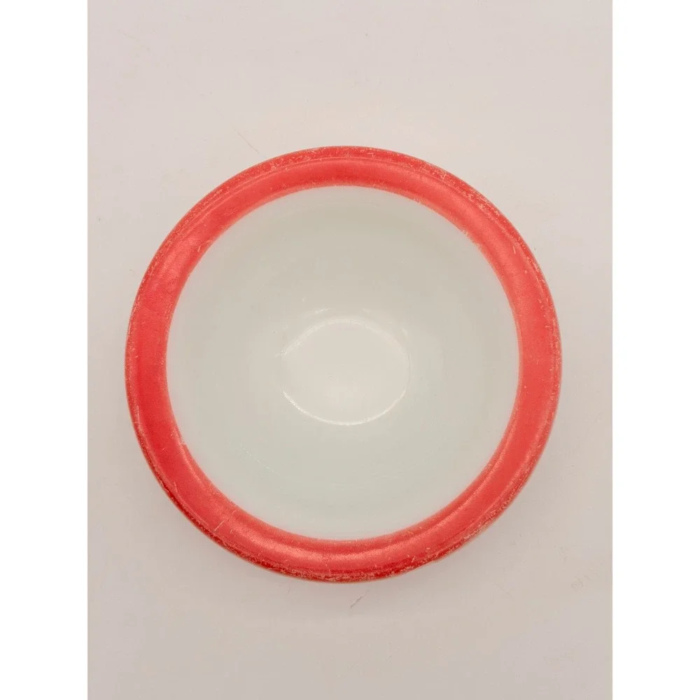 Vintage Pyrex Red Rim Milk Glass Bowl 6.5 Inch Round Cereal Soup Bowl 31 USA